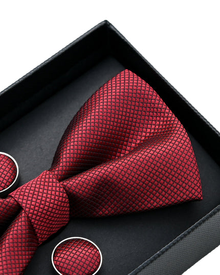 kids atelier moustache Burgundy Textured Bowtie Set