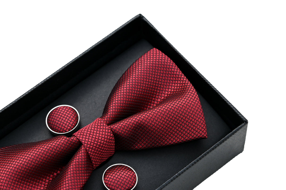 kids atelier moustache Burgundy Textured Bowtie Set