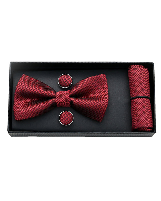 kids atelier moustache Burgundy Textured Bowtie Set