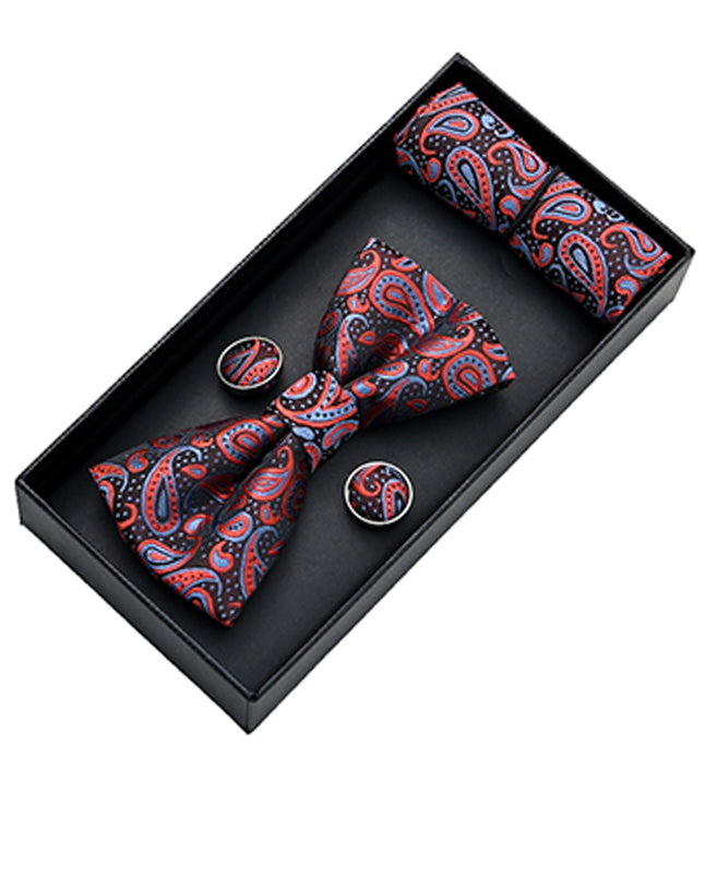 kids atelier moustache-kids-multicolored-red-blue-paisley-bowtie-set-ma42008