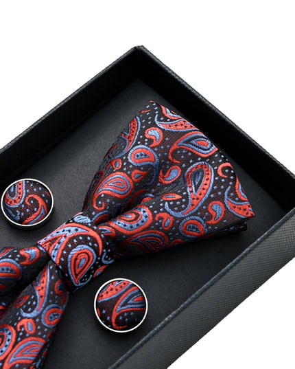 kids atelier moustache-kids-multicolored-red-blue-paisley-bowtie-set-ma42008