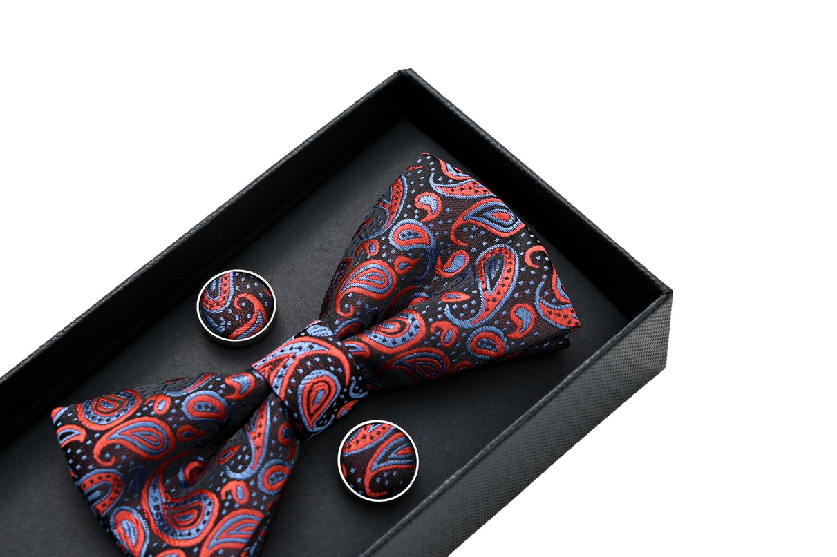 kids atelier moustache-kids-multicolored-red-blue-paisley-bowtie-set-ma42008