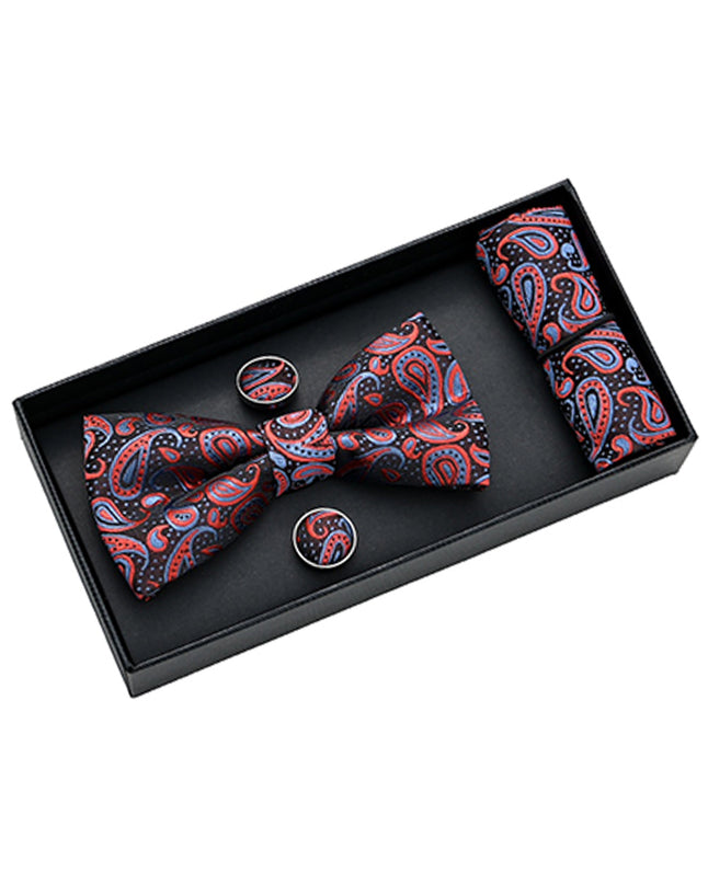 kids atelier moustache-kids-multicolored-red-blue-paisley-bowtie-set-ma42008