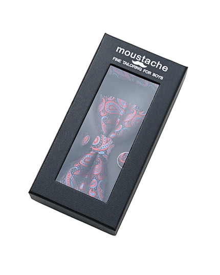 kids atelier moustache-kids-multicolored-red-blue-paisley-bowtie-set-ma42008