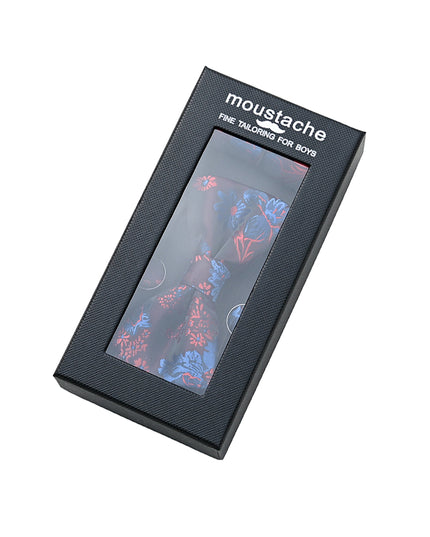 kids atelier moustache Deep Red and Blue Floral Bowtie Set