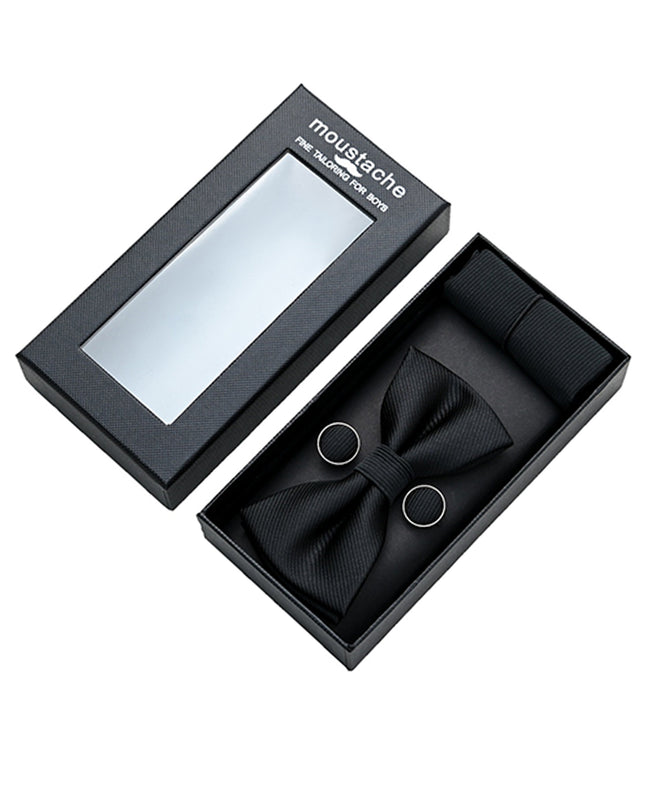 kids atelier moustache-kids-black-etched-bowtie-set-ma42010