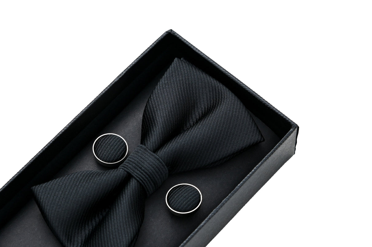 kids atelier moustache-kids-black-etched-bowtie-set-ma42010