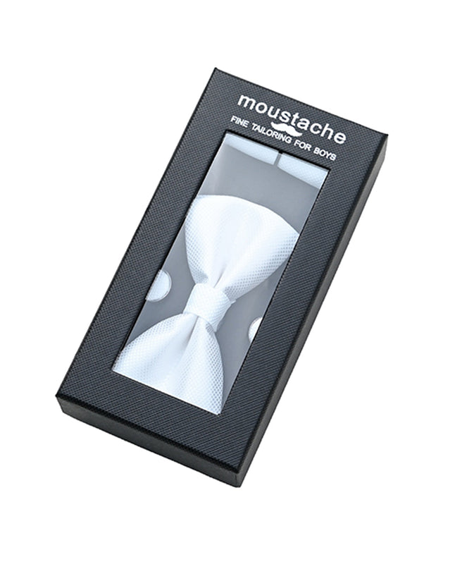 kids atelier moustache-white-crosshatch-bowtie-cufflinks-square-set-ma42011
