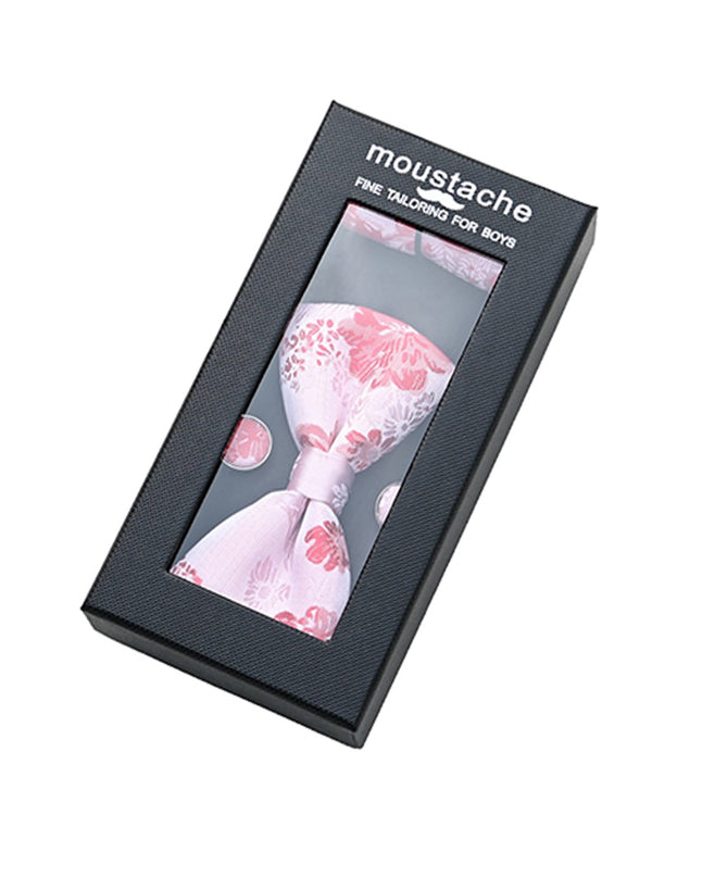 kids atelier moustache-kids-pink-red-floral-bowtie-cufflinks-square-set-ma42012