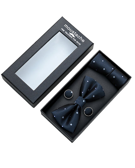 kids atelier moustache-kids-black-purple-dotted-bowtie-set-ma42013