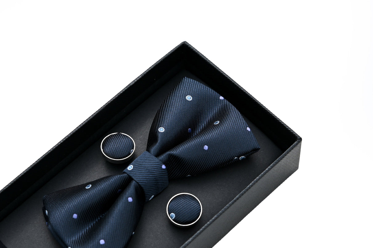 kids atelier moustache-kids-black-purple-dotted-bowtie-set-ma42013