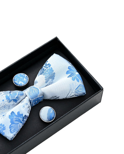 kids atelier moustache-kids-white-blue-floral-bowtie-set-ma42015