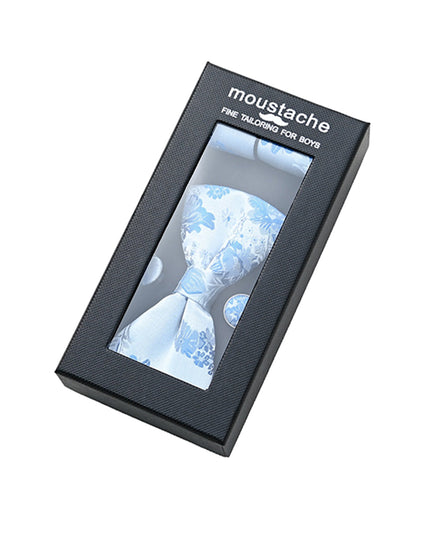 kids atelier moustache-kids-white-blue-floral-bowtie-set-ma42015