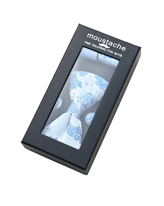 kids atelier moustache-kids-white-blue-floral-bowtie-set-ma42015