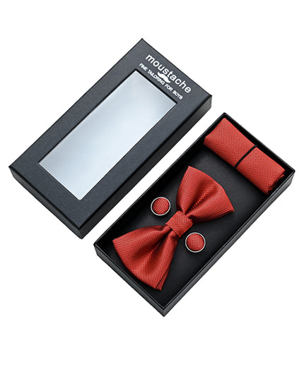 kids atelier moustache-kids-orange-crosshatch-bowtie-set-ma42016