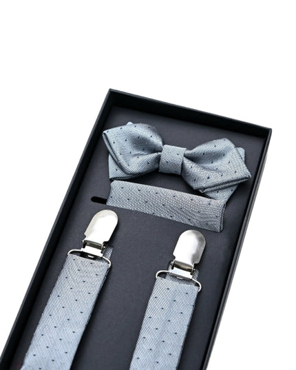kids atelier moustache-kids-silver-dotted-suspenders-set-ma42020