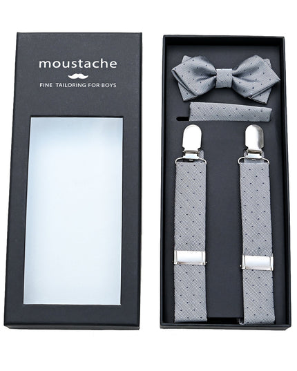 kids atelier moustache-kids-silver-dotted-suspenders-set-ma42020