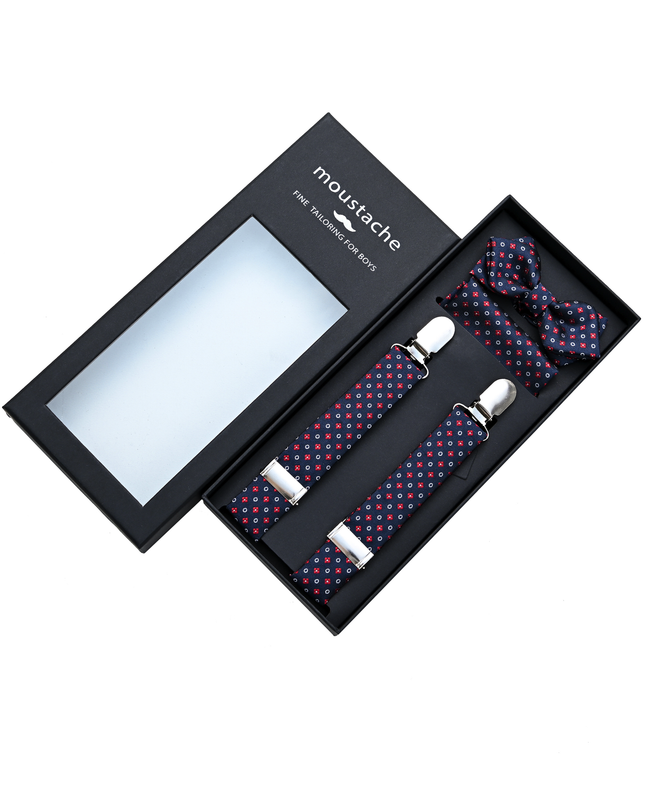 kids atelier moustache-kids-multi-patterned-blue-suspenders-set-ma42027