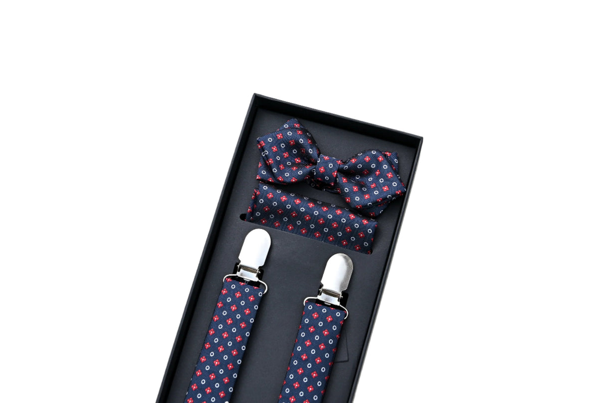 kids atelier moustache-kids-multi-patterned-blue-suspenders-set-ma42027