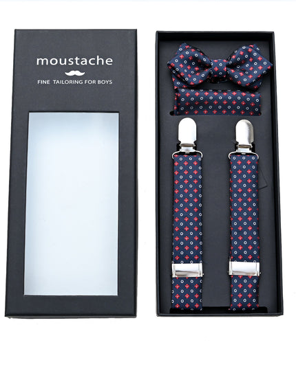 kids atelier moustache-kids-multi-patterned-blue-suspenders-set-ma42027