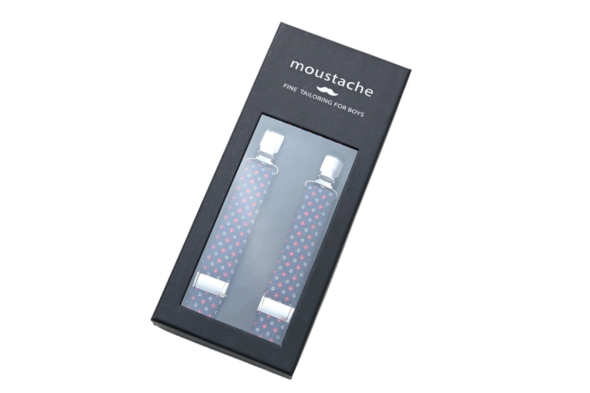 kids atelier moustache-kids-multi-patterned-blue-suspenders-set-ma42027