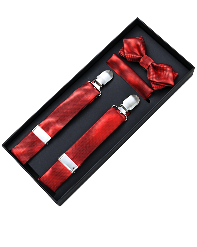 kids atelier moustache-kids-orange-texture-suspenders-set-ma42029