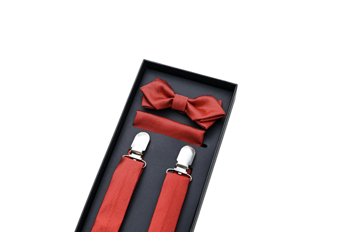 kids atelier moustache-kids-orange-texture-suspenders-set-ma42029