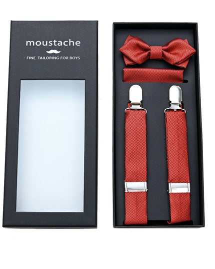 kids atelier moustache-kids-orange-texture-suspenders-set-ma42029
