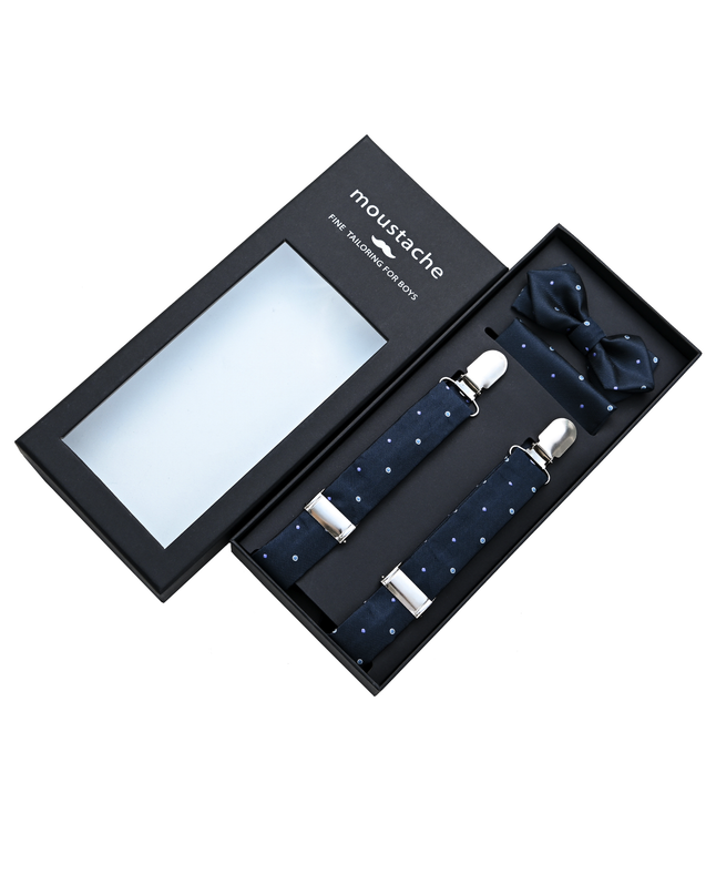 kids atelier moustache-kids-suspenders-navy-blue-dotted-set-ma42030