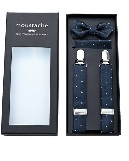 kids atelier moustache-kids-suspenders-navy-blue-dotted-set-ma42030