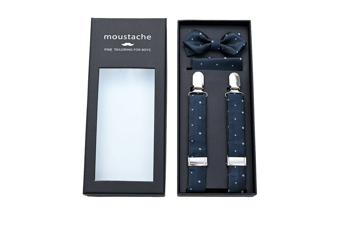 kids atelier moustache-kids-suspenders-navy-blue-dotted-set-ma42030