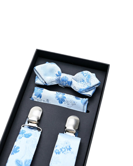 kids atelier moustache Blue Floral Pattern Suspenders Set