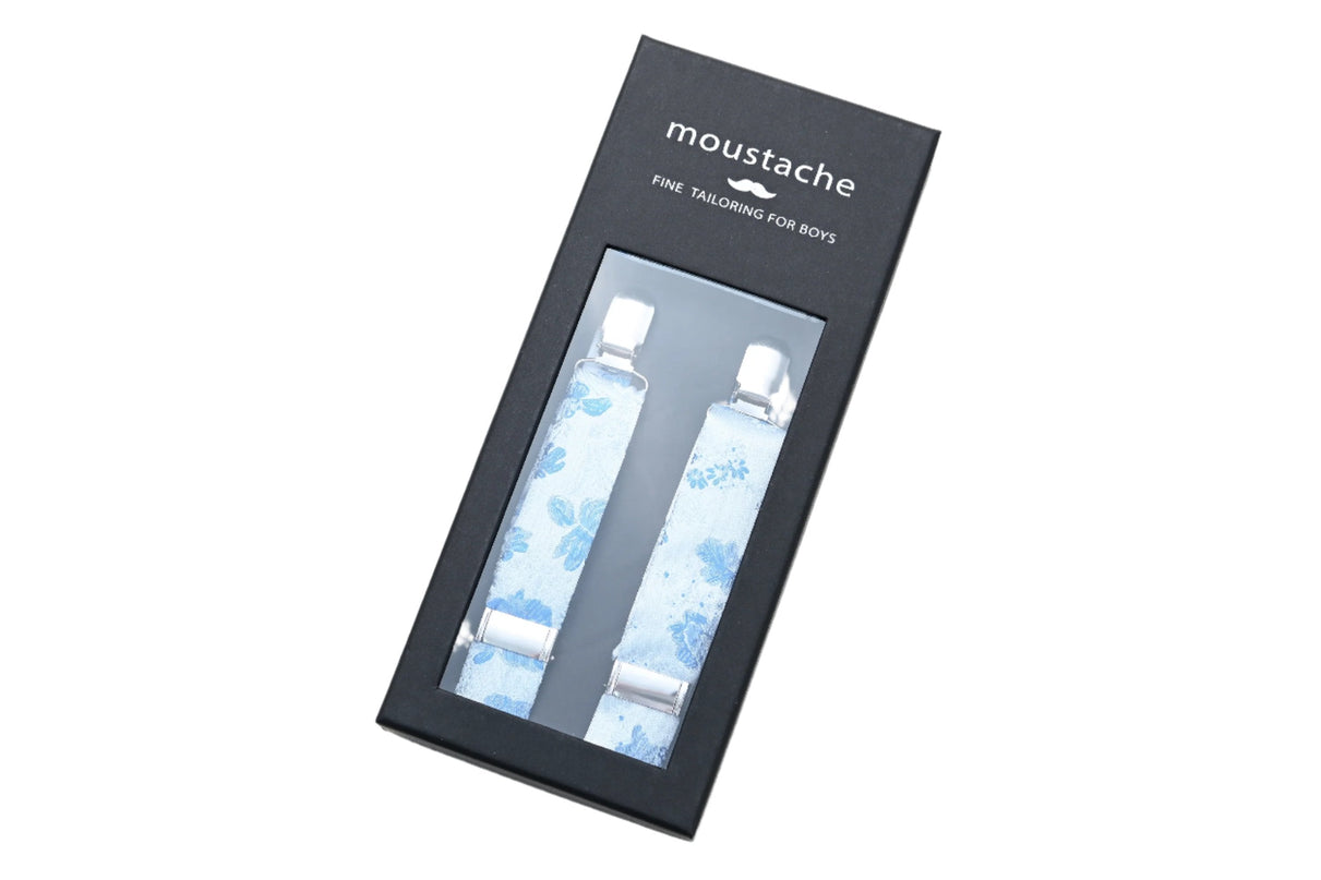 kids atelier moustache Blue Floral Pattern Suspenders Set