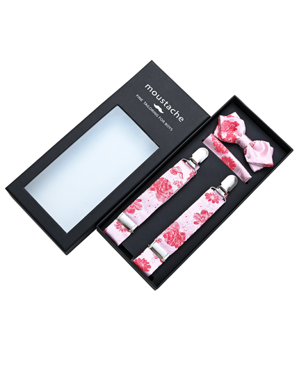 kids atelier moustache-kids-suspenders-pink- red-bowtie-square-set-ma42034