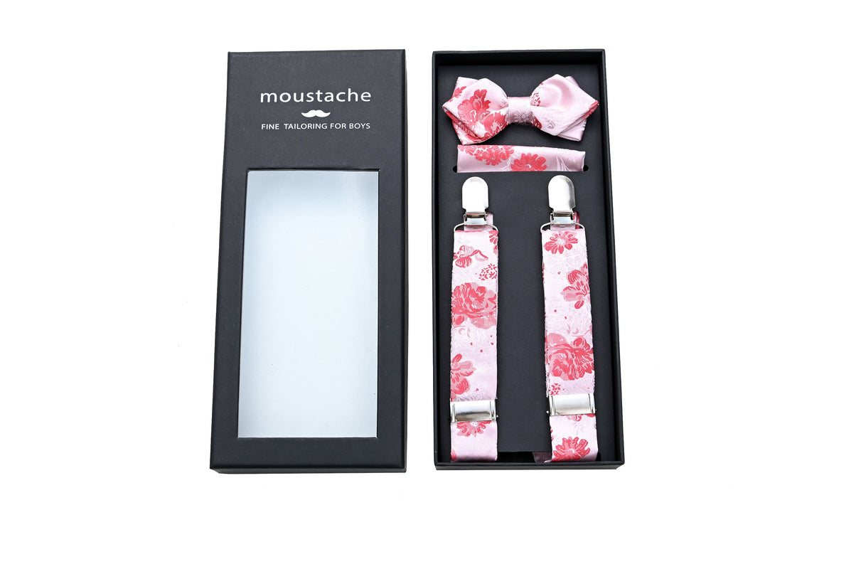 kids atelier moustache-kids-suspenders-pink-red-bowtie-square-set-ma42034