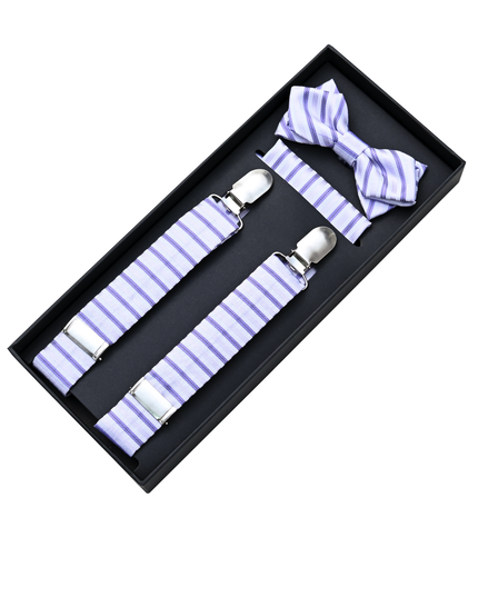 kids atelier moustache-kids-purple-striped-suspenders-set-ma42035