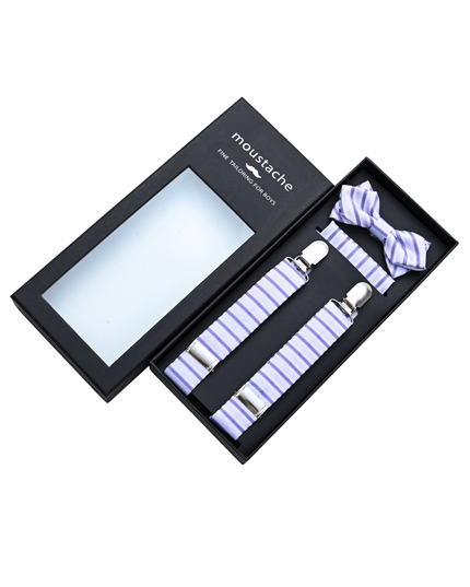 kids atelier moustache-kids-purple-striped-suspenders-set-ma42035