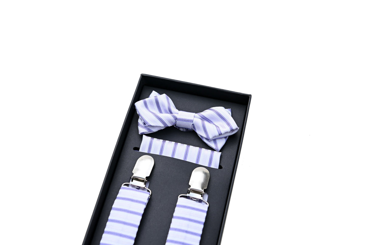 kids atelier moustache-kids-purple-striped-suspenders-set-ma42035