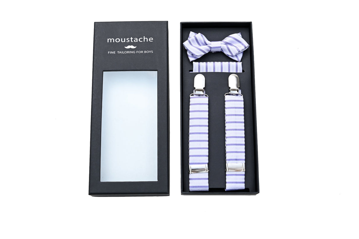 kids atelier moustache-kids-purple-striped-suspenders-set-ma42035