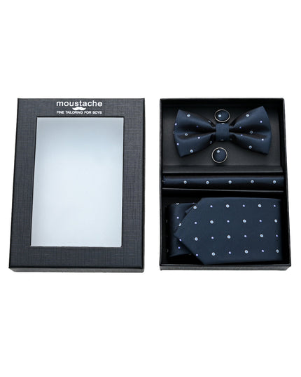 kids atelier moustache-kids-dotted-blue-tie-bowtie-pocketsquare-cufflinks-set-ma42037