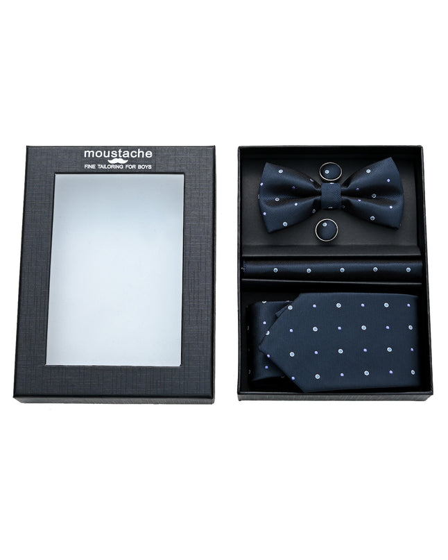 kids atelier moustache-kids-dotted-blue-tie-bowtie-pocketsquare-cufflinks-set-ma42037