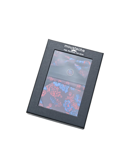 kids atelier moustache-kids-red-blue-floral-tie-bowtie-pocketsquare-cufflinks-set-ma42039