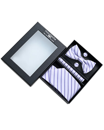 kids atelier moustache Purple Striped Bowtie Set