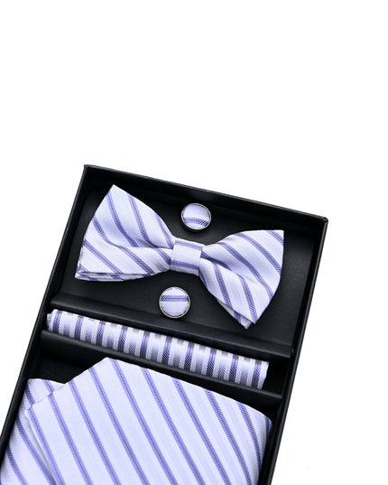 kids atelier moustache Purple Striped Bowtie Set