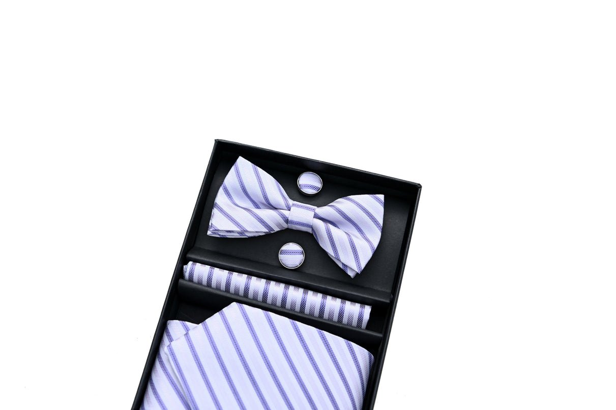 kids atelier moustache Purple Striped Bowtie Set