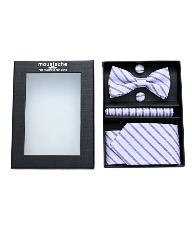 kids atelier moustache Purple Striped Bowtie Set