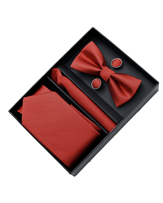 kids atelier moustache-kids-orange-tie-bowtie-pocketsquare-cufflinks-set-ma42043