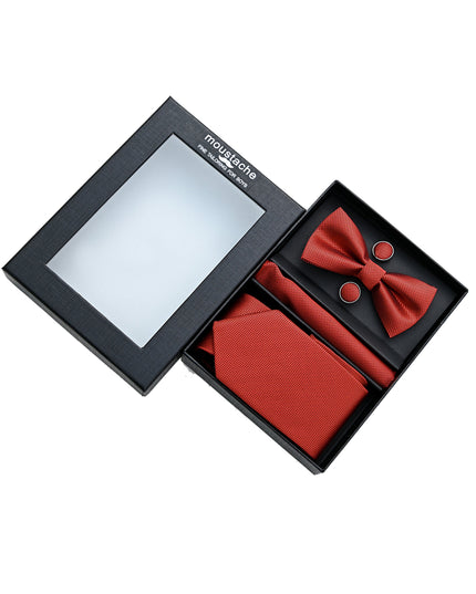 kids atelier moustache-kids-orange-tie-bowtie-pocketsquare-cufflinks-set-ma42043