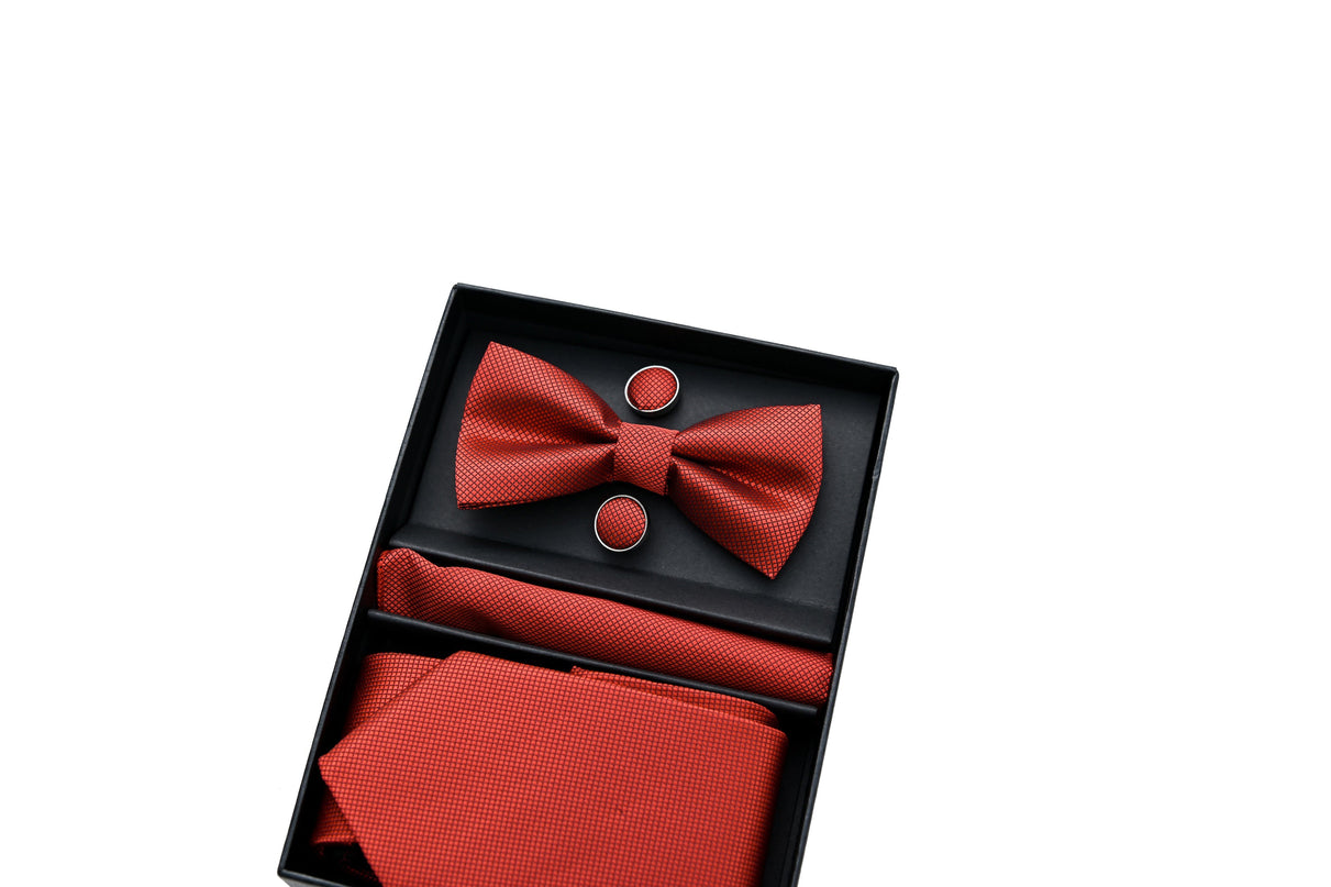 kids atelier moustache-kids-orange-tie-bowtie-pocketsquare-cufflinks-set-ma42043