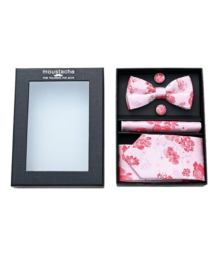 kids atelier moustache Pink Floral Tie Set